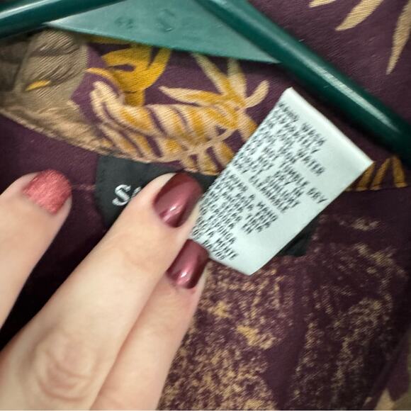 Vintage Sag Harbor Tropical Palm Casual Button Down Shirt Size Large 100% Silk - Picture 6 of 7